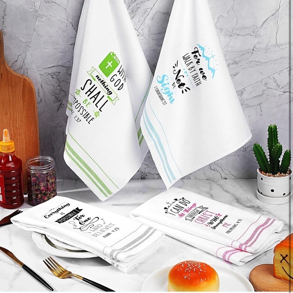 4 Colorful Bible Verse Hand Towels - Picture 2 of 7